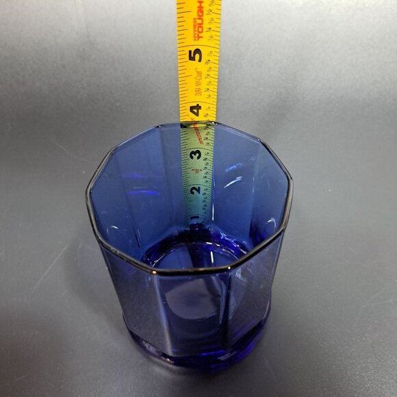 Anchor Hocking Essex Double Old Fashioned Glass Cobalt Blue 10 Panel - Picture 3 of 4